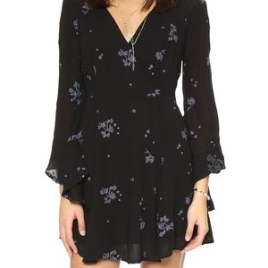 Free People Jasmine Embroidered Mini Dress Bell Sleeve